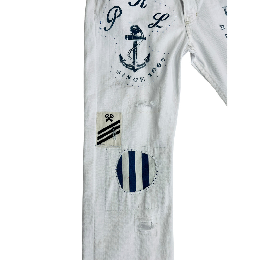 Polo Ralph Laure Jeans Men 867 36x30-Patchwork Distressed Upcycled graffiti - Picture 5 of 16